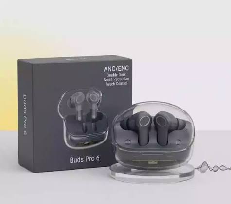 Buds Pro 6 ANC/ENC Wireless Bluetooth Earbuds with Touch Control – White